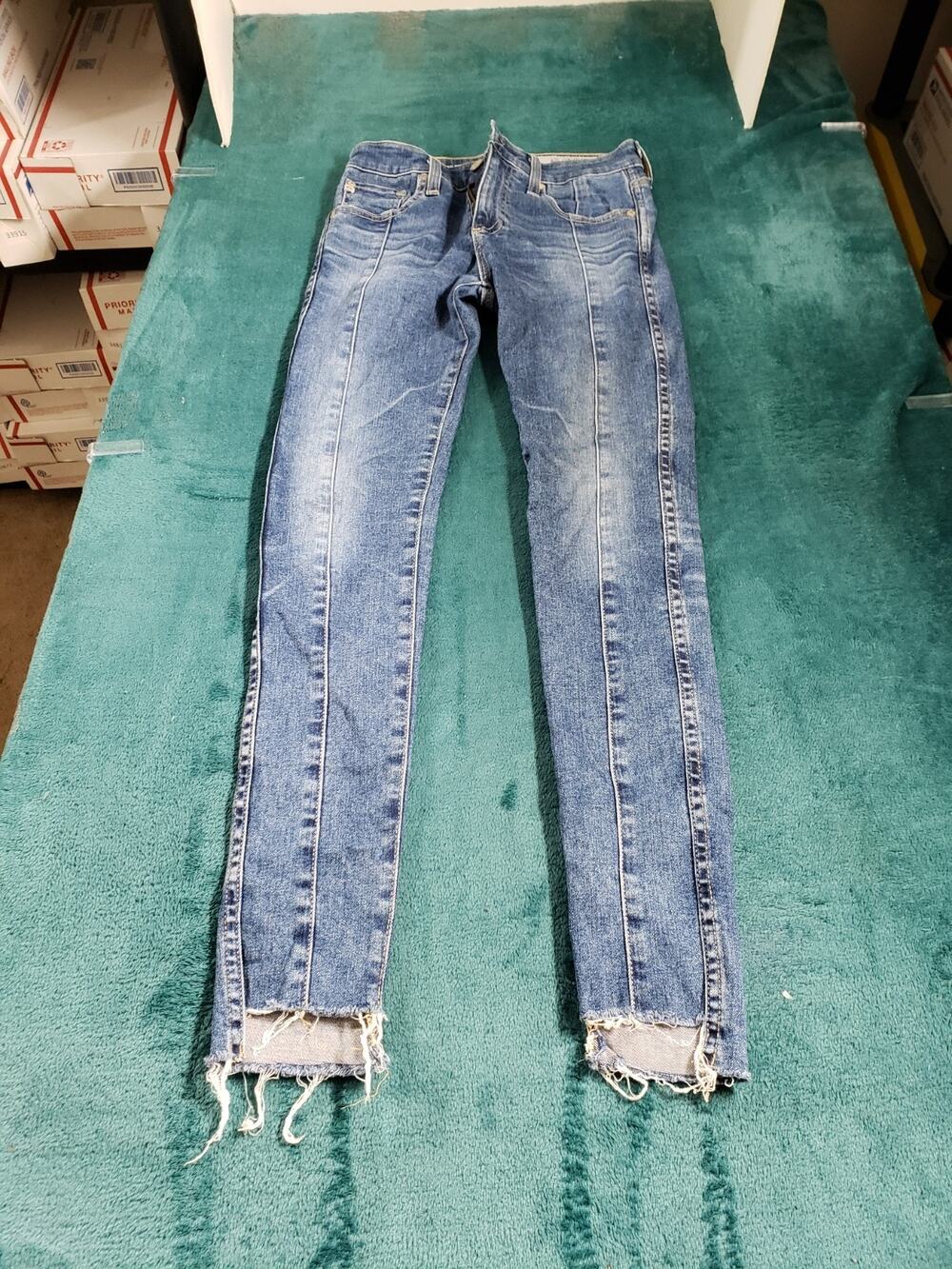 Adriano Goldschmied Jeans Size 24 Womens Blue Fray Hem Farrah Skinny Ankle USA